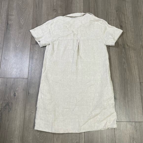 Madewell V Neck 100% Linen Short Sleeve Pockets Mini Dress US Women's XXS New - Picture 3 of 7